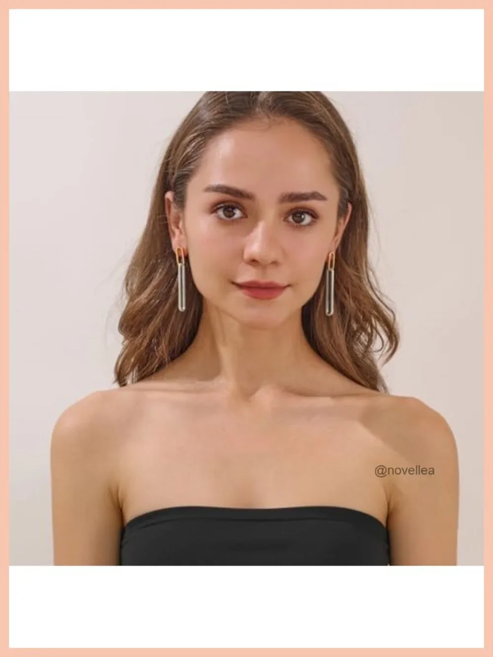 Geometric Link Drop Dangle Earrings Long Paperclip Chain Hypoallergenic Push